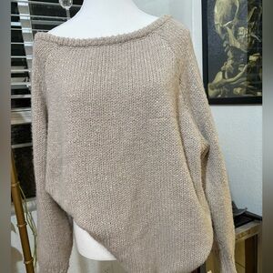 Women’s off the shoulder creme colored XL sweater